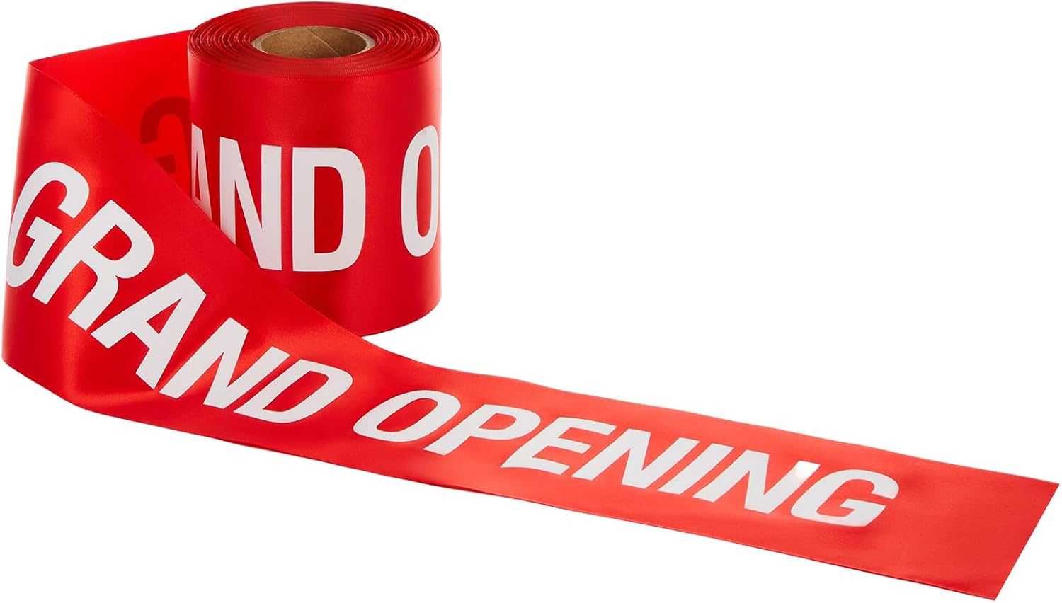 Red Grand Opening Ribbon, 4 Inch 25 Yards Satin Ceremonial Printed Ribbon Roll with Bold White Print for Cutting Ceremony Kit Grand Opening Decorations Supplies Store Business Events