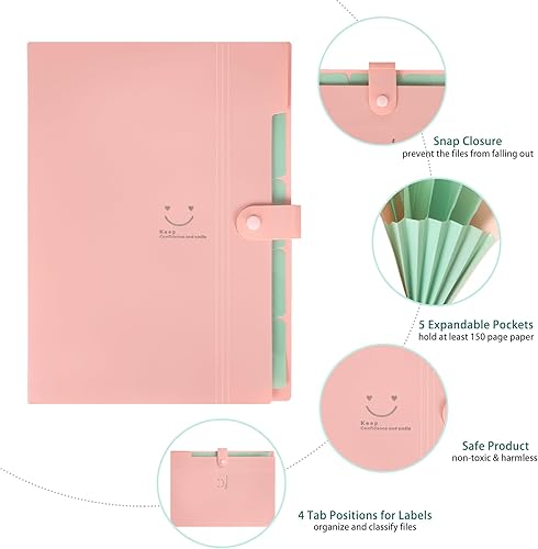 Miniatura 3 de EOOUT 10 carpetas de archivos expandibles, carpetas para documentos, organizador de documentos de acordeón de plástico tamaño carta A4 con botón a