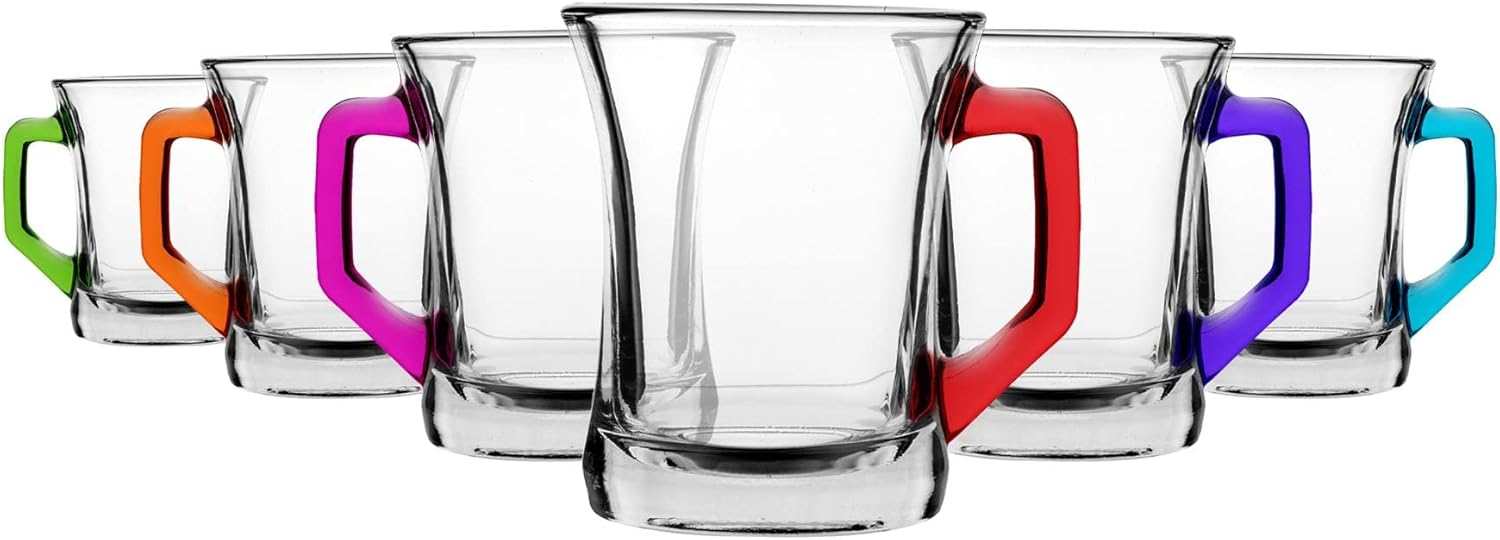 lav Glass Tea Mugs Set of 6 Coffee Tea Espresso Cups