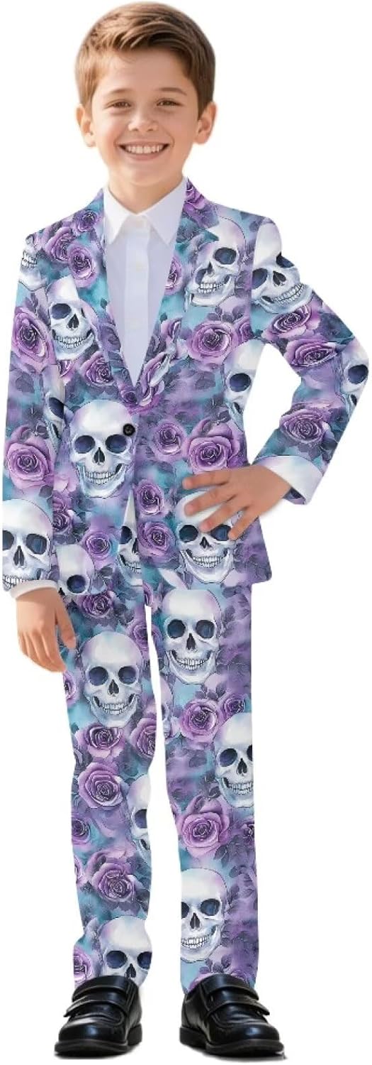 Boys Suit Kids Formal Slim Fit Suit Set One Button Blazer and Pants Set 2 Piece Tuxedos for Wedding with Pockets