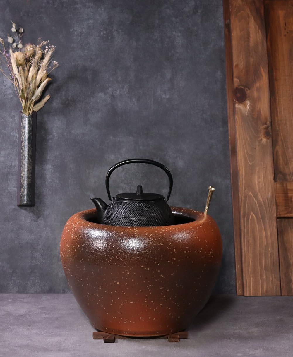 Amazon.co.jp: 火鉢 セット 5点セット（火鉢本体・五徳・火箸・焼杉台  