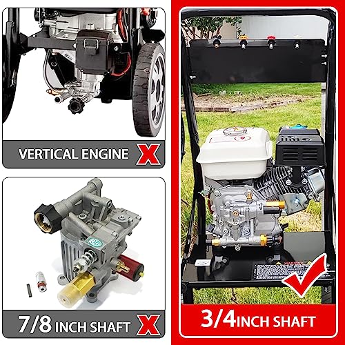 Image of Pressure Washer Pump 2800 Psi 2.5GPM Gasoline Power Washer Pump - Horizontal Pump with 3 /4 inch Shaft M22 Connectors Include Keyway