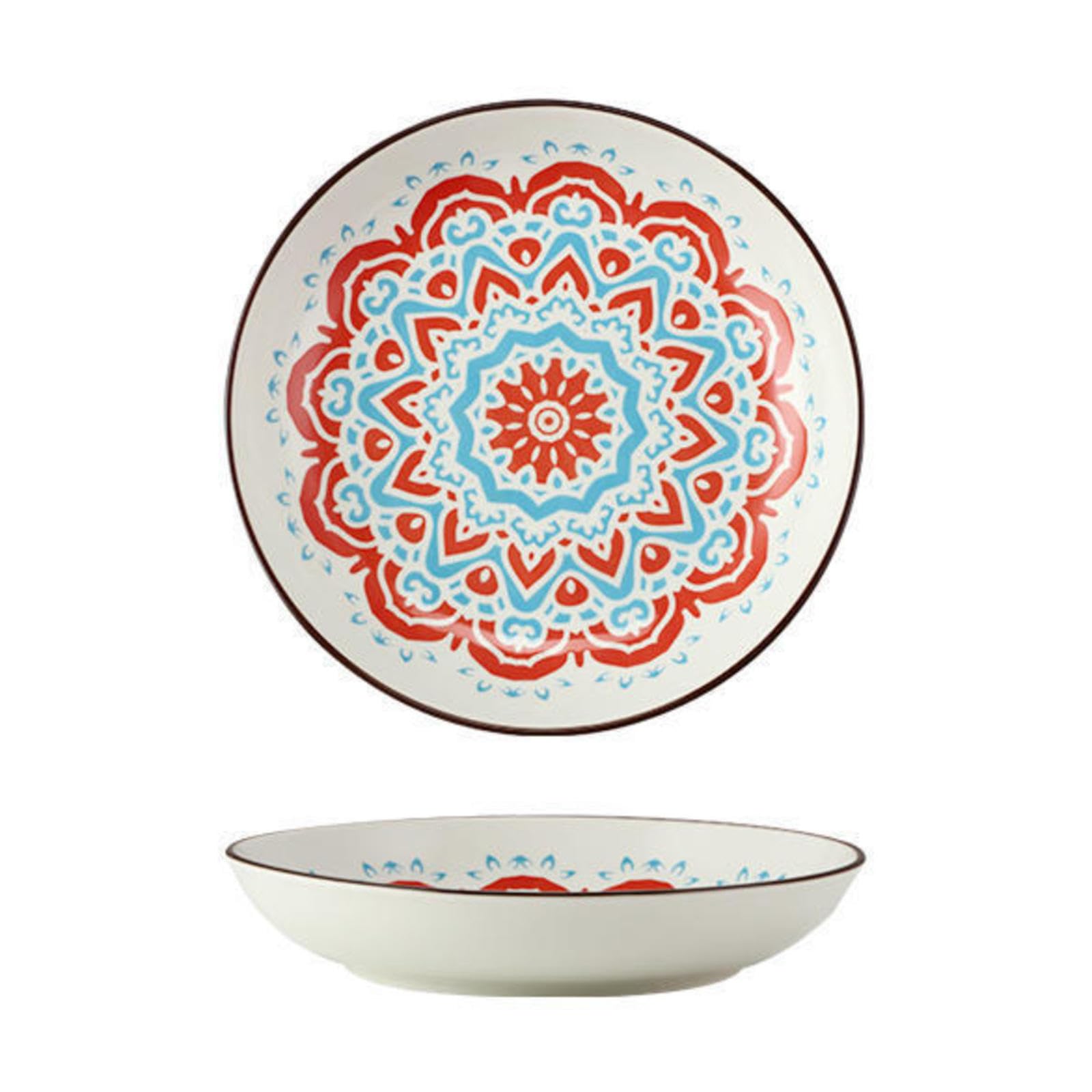 TCCQMVAI Porcelain Plates,Ceramic Dinner Plates,8 Inch Ceramic Dessert Plate,Decorative Floral Plates,Dinner Plates,Salad Plates for Pasta Salad Steak Party Wedding,Dishwasher Microwave Safe