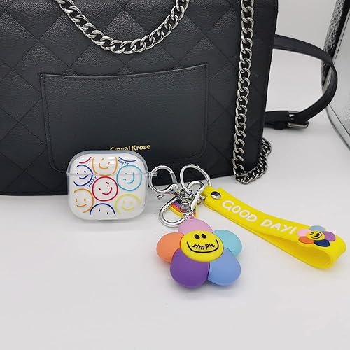 Miniatura 5 de Funda compatible con AirPods de tercera generación, funda transparente y suave de TPU de dibujos animados 3D con diseño de cara sonriente 3D para