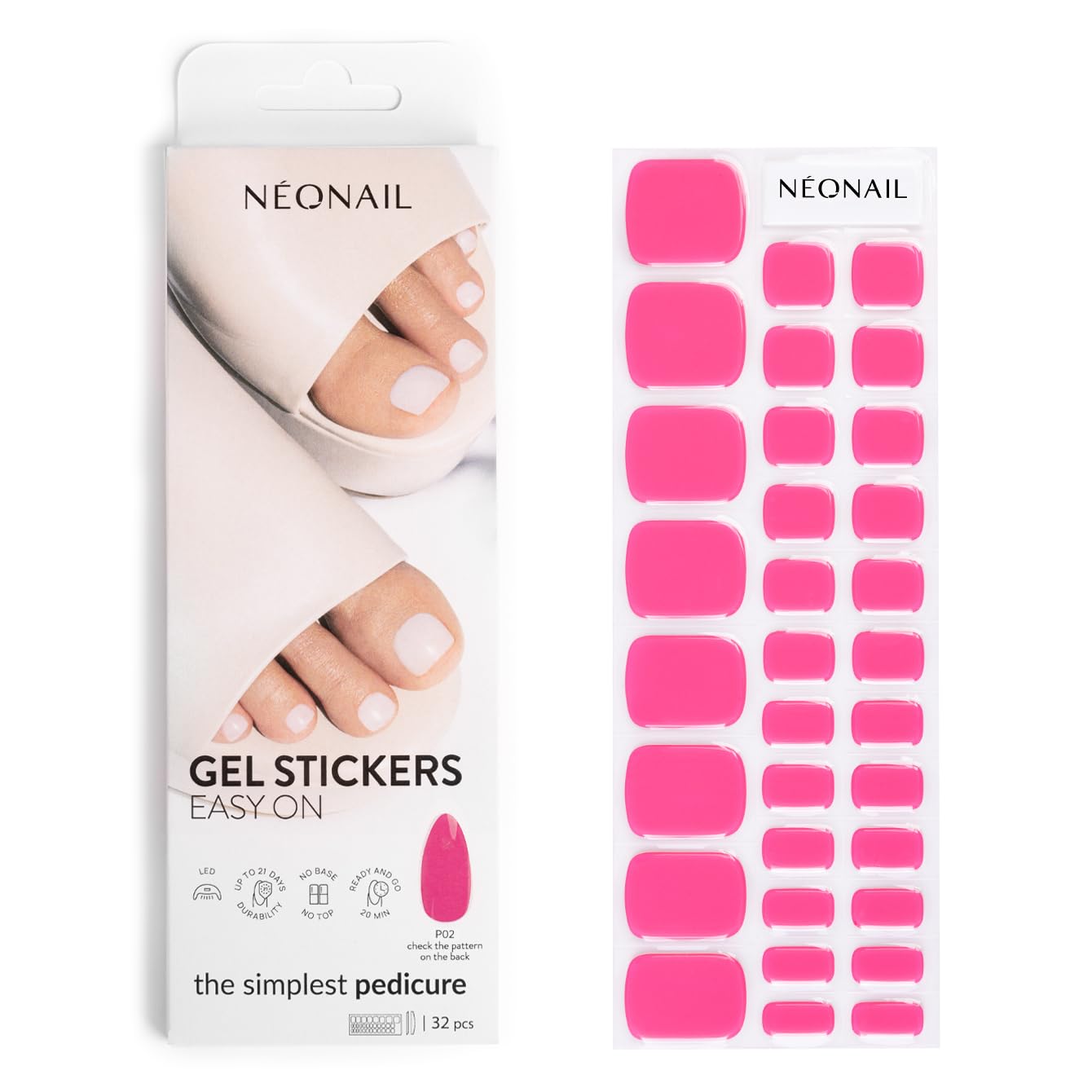 NÉONAIL Gel Stickers Easy On - Kit Semipermanente Unghie - Unghie Gel Adesive UV - Smalto Adesivo per Unghie - Adesivi Unghie - Nail Art - P02