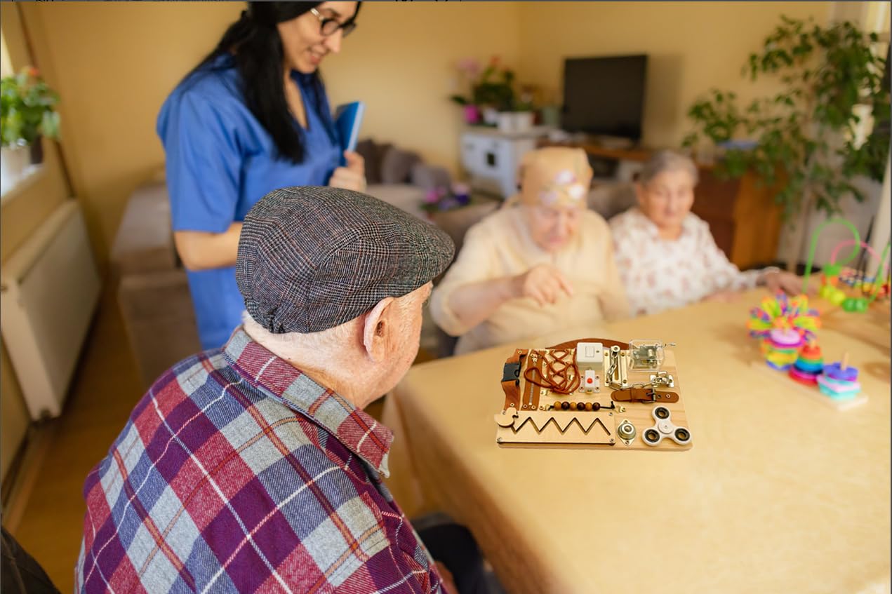 Tavola da lavoro per anziani con demenza – Tavola da lavoro con giochi e gadget per adulti (M)