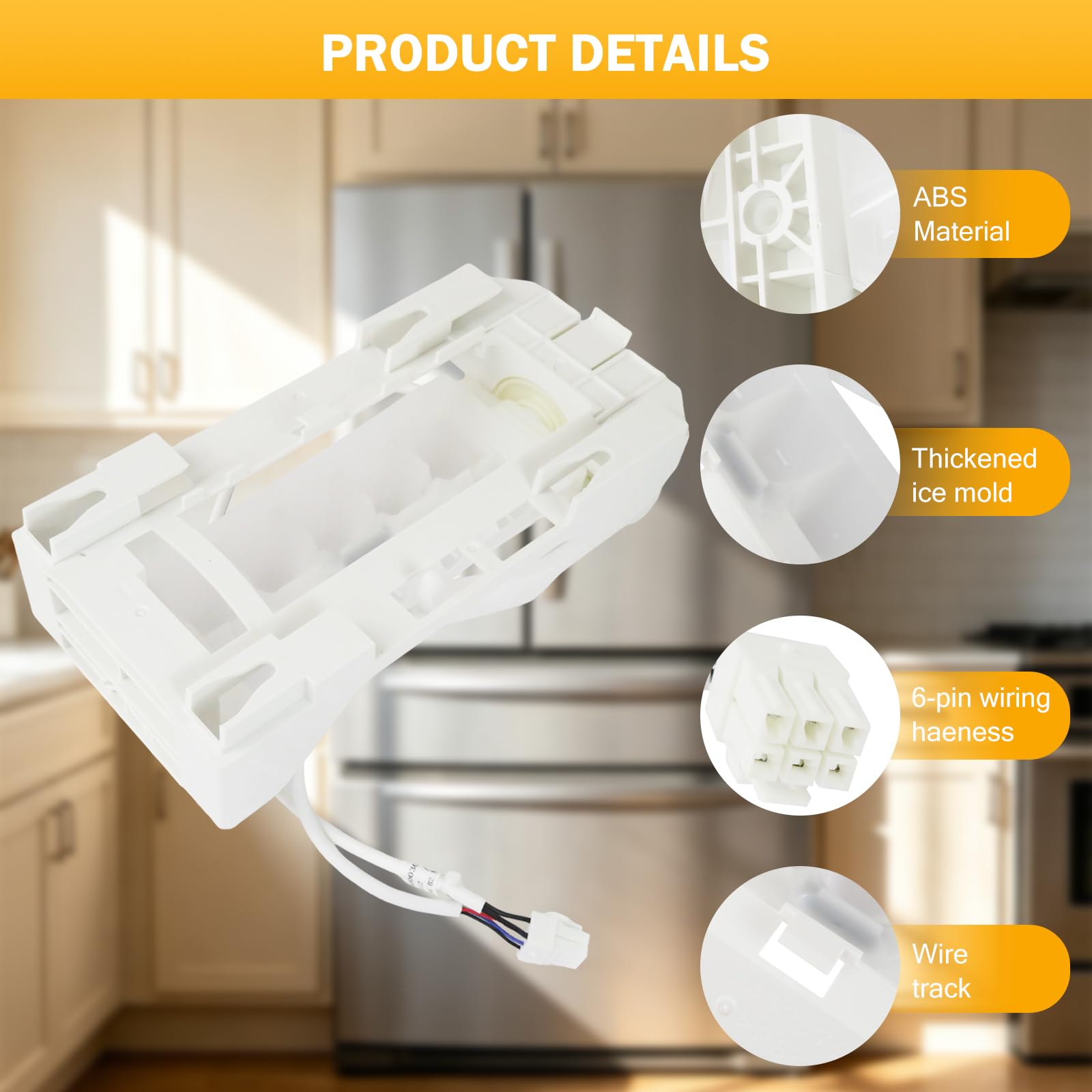 Piezas de repuesto para máquina de hielo 243298101 243297613 compatibles con modelos de máquina de hielo Frigidaire GRSS2352AF2 GRSS2352AF3 GRSS2652AD0 GRSS2652AD1, 6 pines