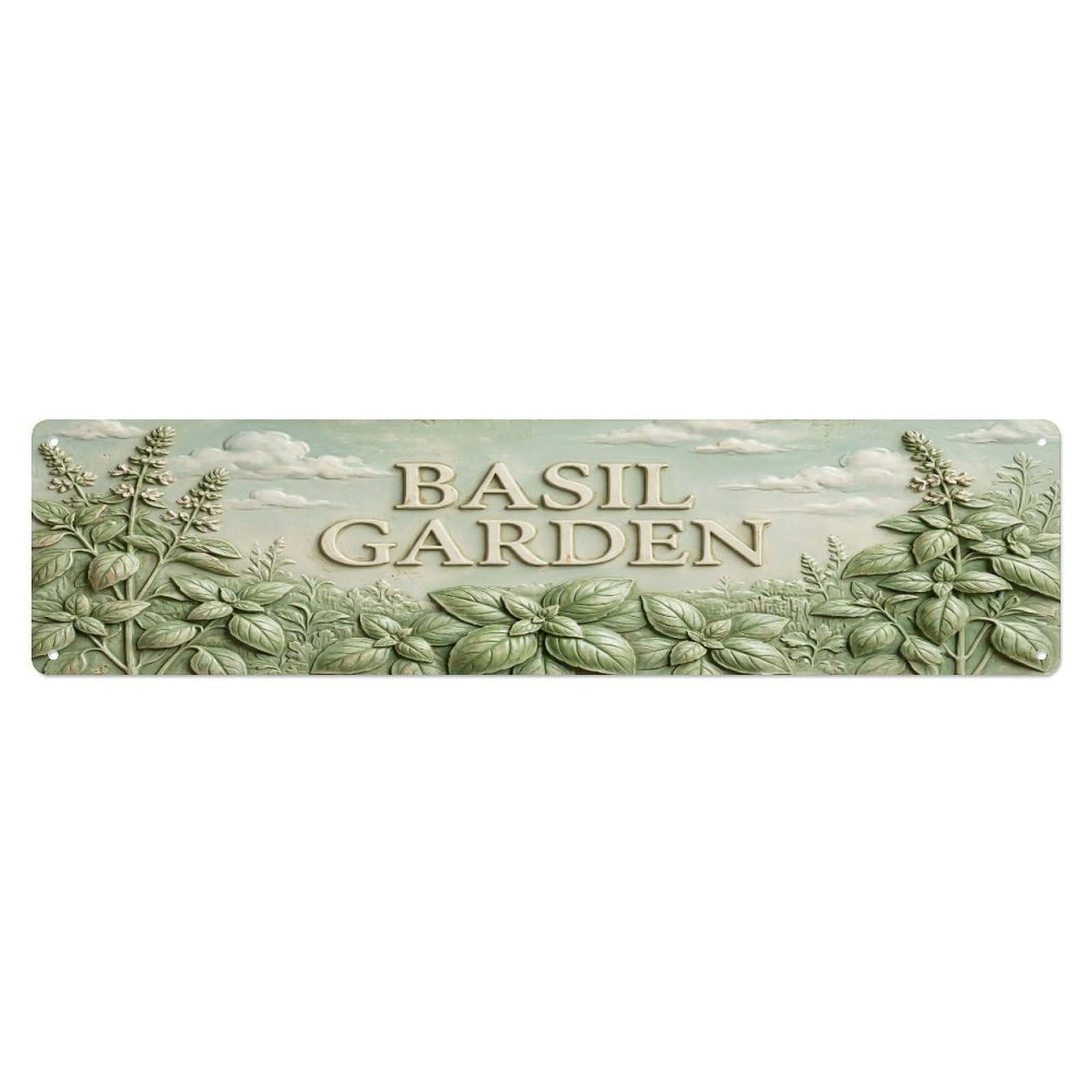 Fqcyn Style Metal Tin Sign Vintage Cottagecore Garden Basil Garden