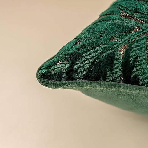 Miniatura 7 de Funda de cojín de terciopelo con bordado de hojas verdes de 18 x 18 pulgadas, funda de cojín moderna de lujo para sofá, sala de estar, dormitorio,