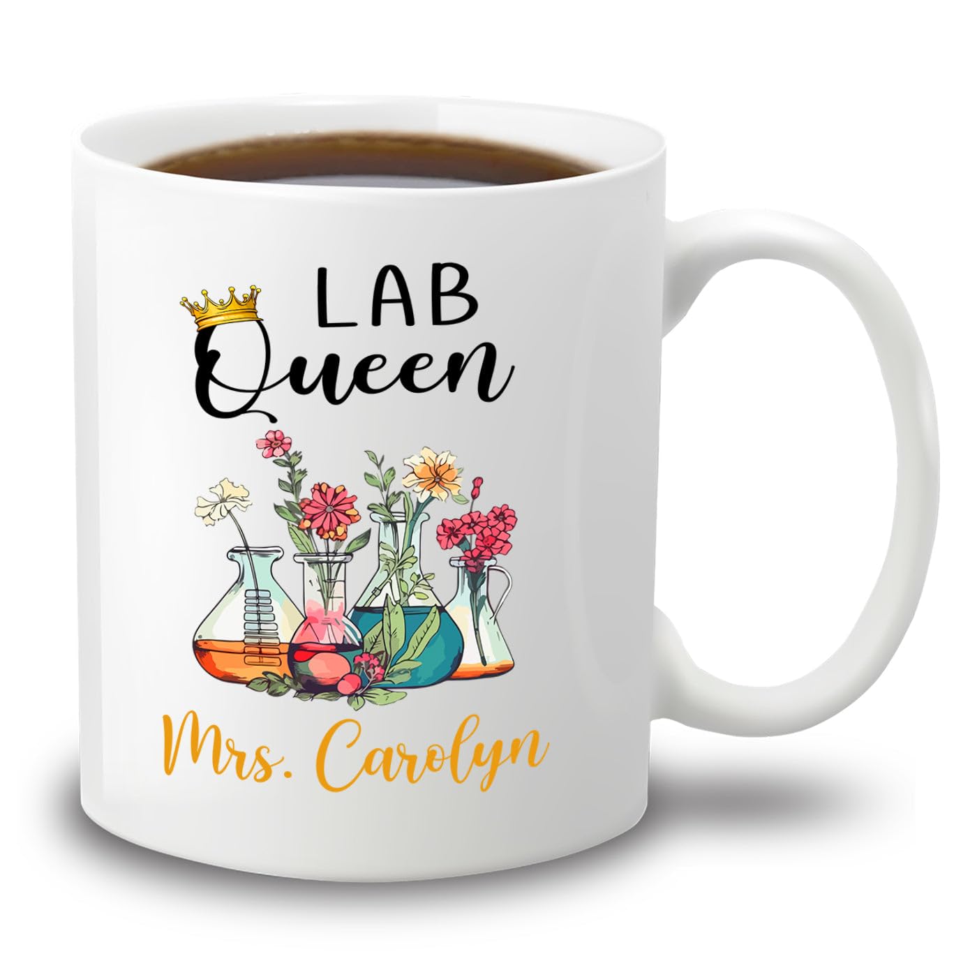 Personalized Scientist White Ceramic Coffee Mug 11 Oz 15 Oz, Lab Queen Coffee Cup Gifts for Scientist Science Lovers, Lab Queen Mugs, Laboratory Science Teacup, Customized Name Scientists Travel Mug