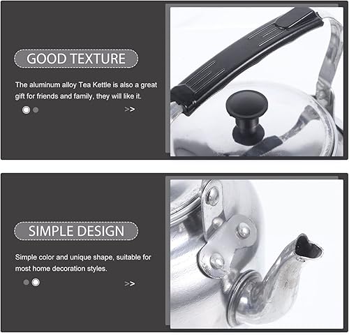 Miniatura 2 de SOLUSTRE Tetera de tetera para estufa, silbante, tetera de aleación de aluminio para el hogar