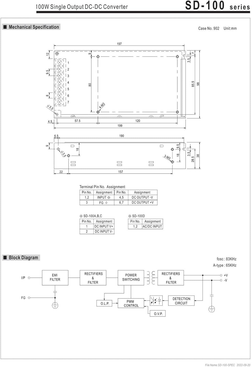 Power Supply SD-100 SD-100A-5 SD-100A-12 SD-100A-24 SD-100B-5 SD-100B-12 SD-100B-24 SD-100C-5 SD-100C-12 SD-100C-24(SD-100A-12)