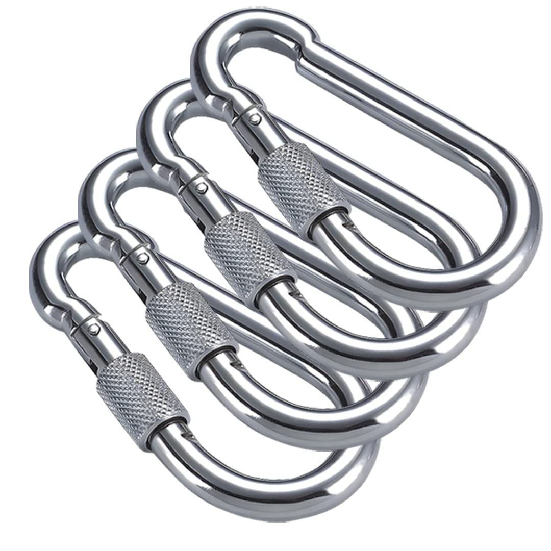 B FIT Snap/Spring Hooks with Round Lock and Regular Lock - 3/8" / 10 mm | 3/8" / 10 mm | 4/9" / 12 mm -Load Capacity 250/350/550 Lbs-Heavy Duty Multipurpose Carabiners (8 Pcs, 10 MM with Lock)-image-45