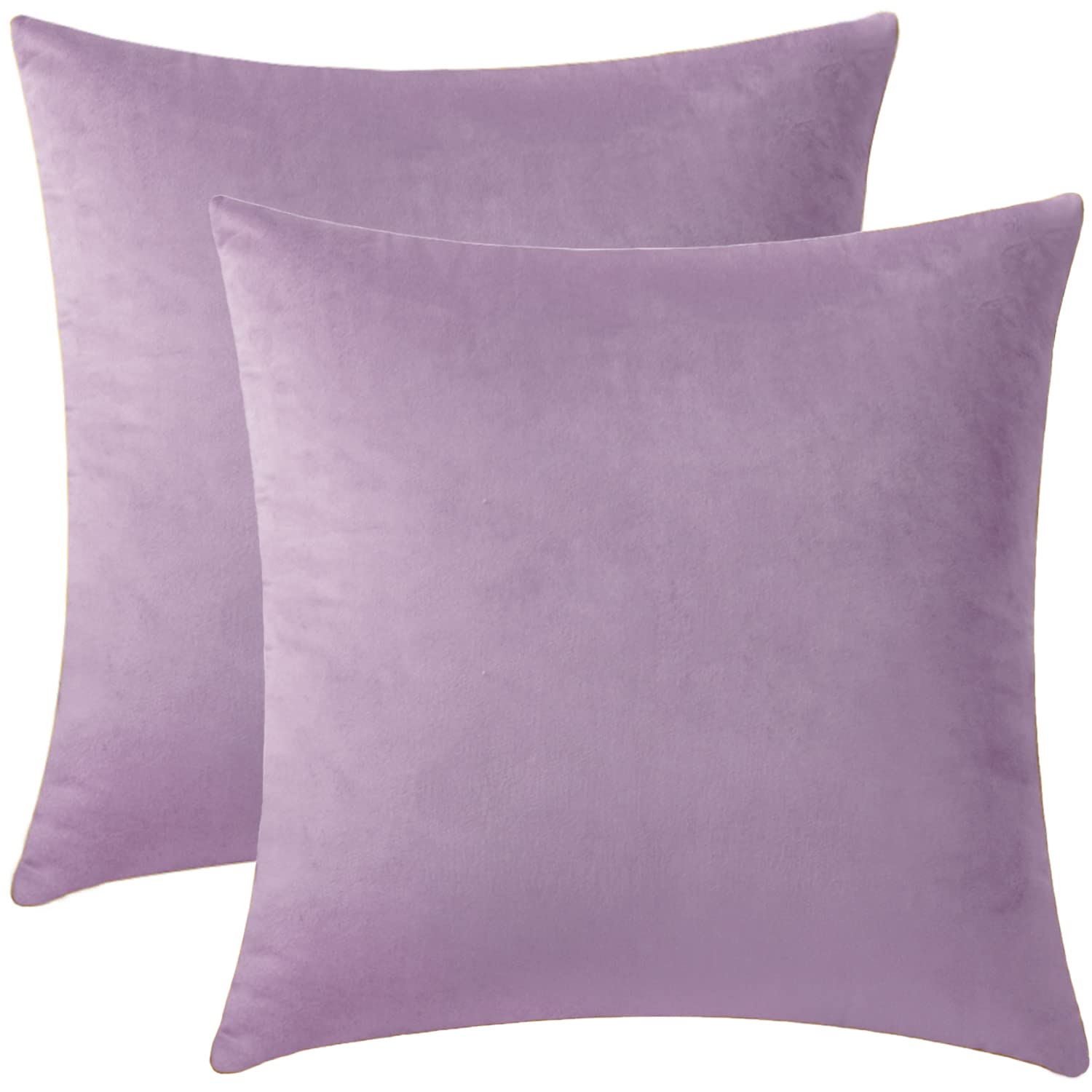 Colormz Set di 2 federe per cuscini in velluto tinta lavanda, accoglienti e soffici, per divano, letto e soggiorno, 45,7 x 45,7 cm