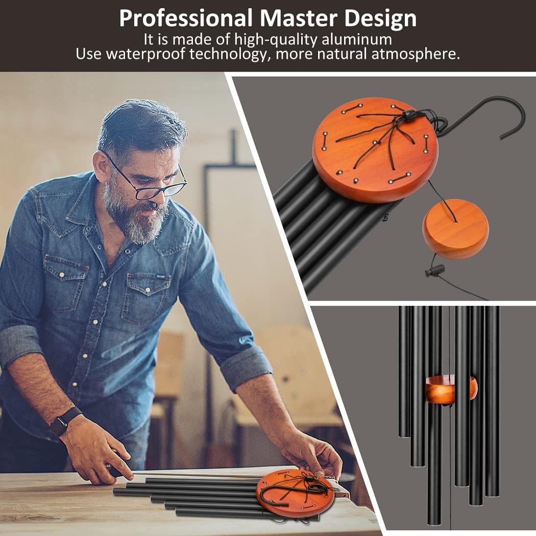 Sympathy Wind Chimes,32" Memorial Wind Chimes for Loss of Loved One, Sympathy Memorial Bereavement Gift,in Memory of Loved One Loss of Mother Father,Home Decor Garden Patio Outdoor-Black - Image 4