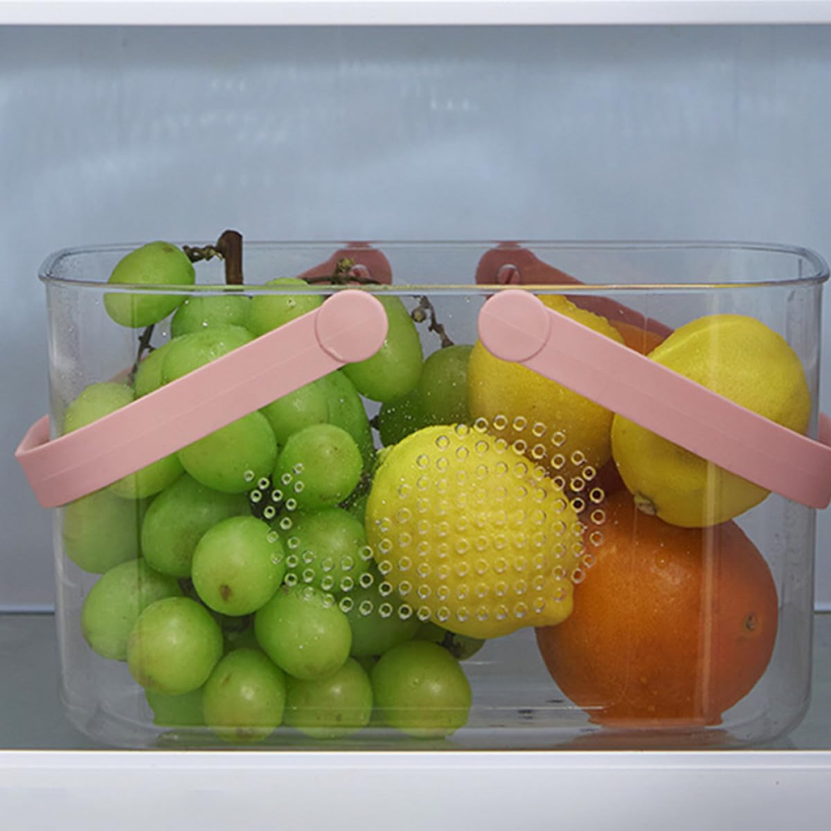 Cesta de Ducha de Plástico Transparente Rosa Cesta Organizadora Portátil con Asa de Almacenamiento Grande para Baño Drenaje Rápido para Artículos de Tocador y Uso Doméstico