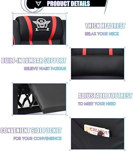 Miniatura 7 de DORTALA Silla de masaje para adultos, sofá reclinable ajustable con reposapiés y función de masaje, reclinable ajustable para sala de estar, asiento