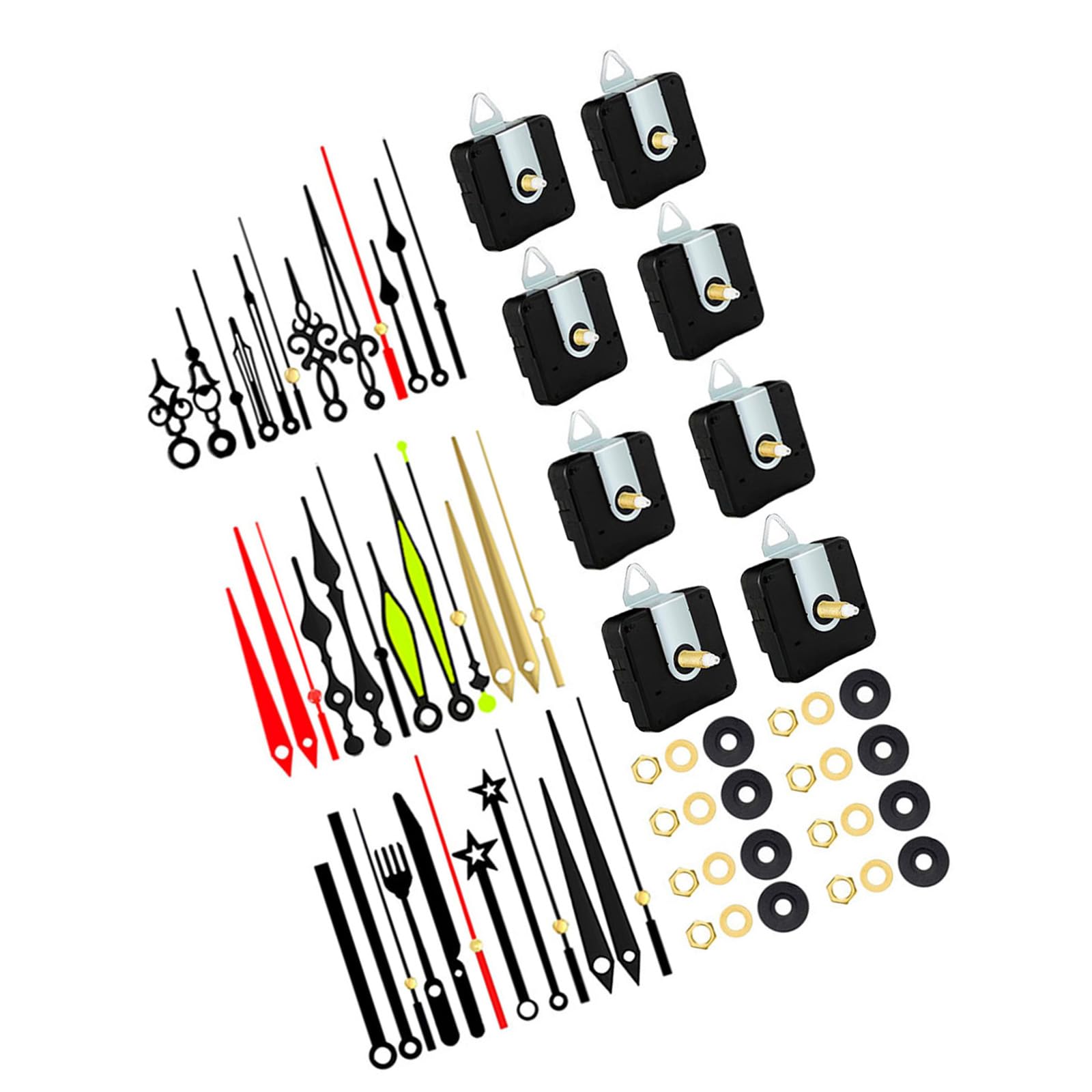 Elnwnnkc Clock Repair Kits with 8Pcs Quiet Quartzs Clock Movement Mechanism and 12 Hand Set Combinations Shaft Length 13/18 / 24mm Noiseless Movement