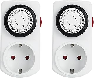 Mechanische Zeitschaltuhr Steckdose, G-Homa 2er Set 24-Stunden-Programm Analoge Zeitschalt-Steckdose für Innenbereich, Täglicher EIN-/Aus-Zyklus, für Lichter, Lampen, 30 min Schaltintervall Timer