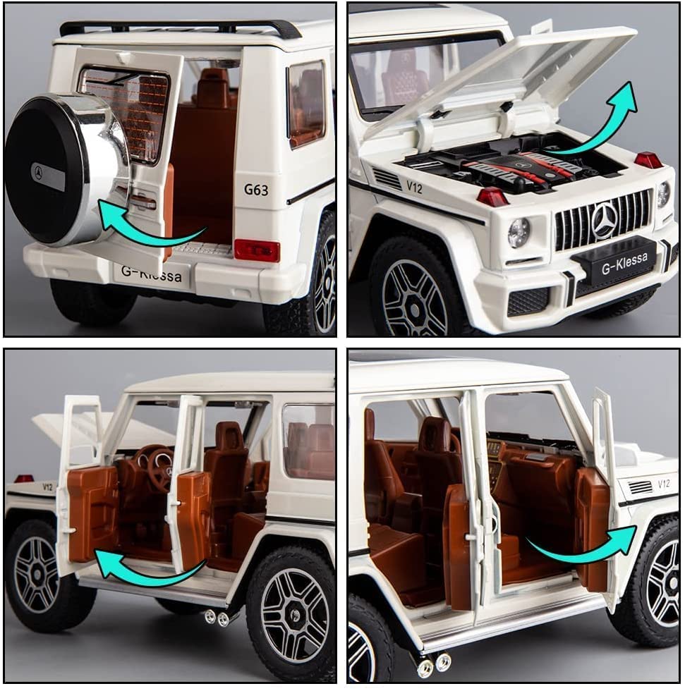 Image of Exquisite Car Model 1 /24 Benz G63 Amg Model Car, Zinc Alloy Pull Back Toy Car With Sound And Light For Kids Boy Girl Gift (Color As Per Available), Multicolor