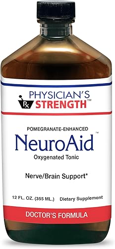 Physician's Strength NeuroAid - 12 onzas líquidas - Apoyo nervioso y cerebral - Granada mejorada - Sin químicos y sin OMG - 12 porciones