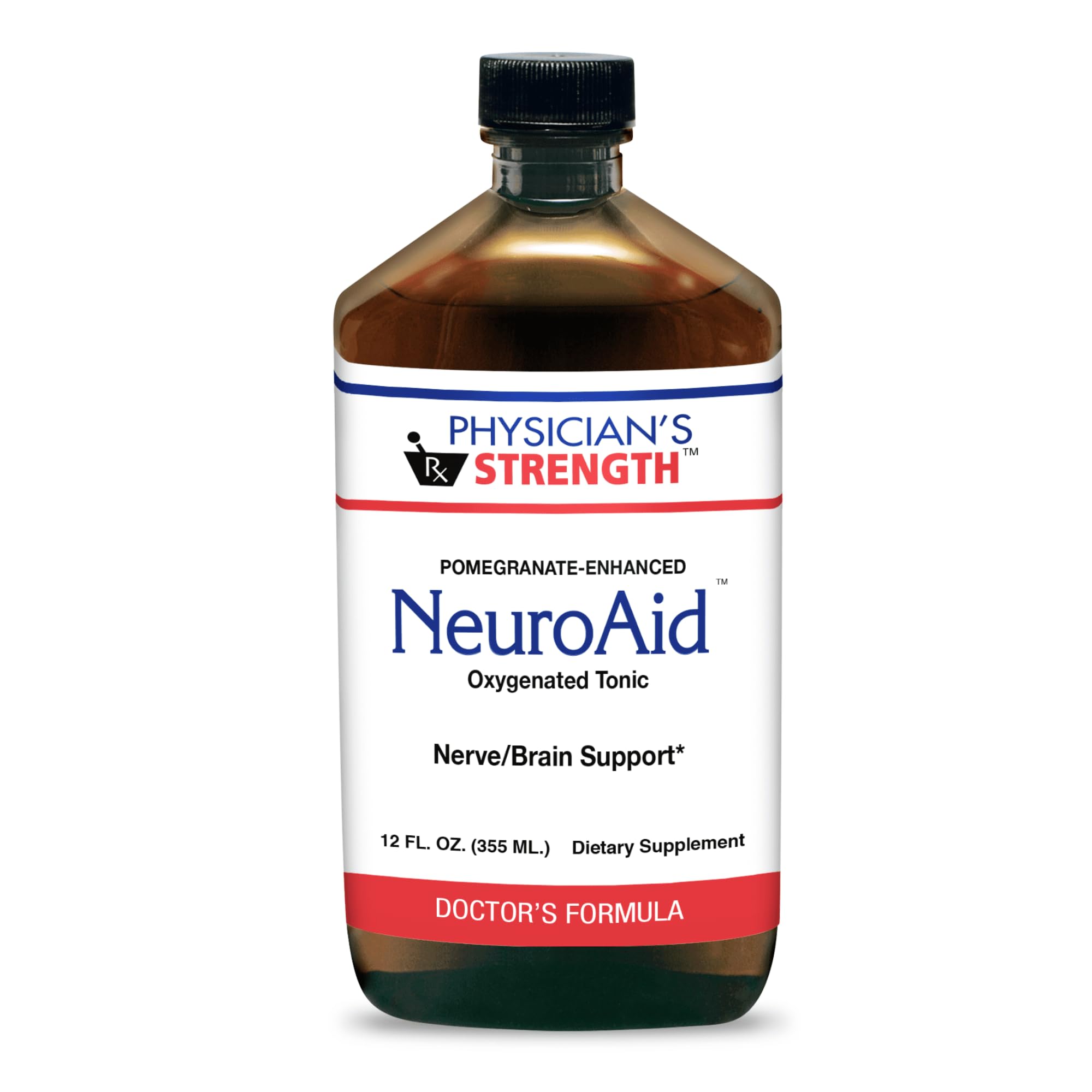 Physician's Strength NeuroAid - 12 fl oz - Nerve & Brain Support - Pomegranate Enhanced - Chemical Free & Non-GMO - 12 Servings