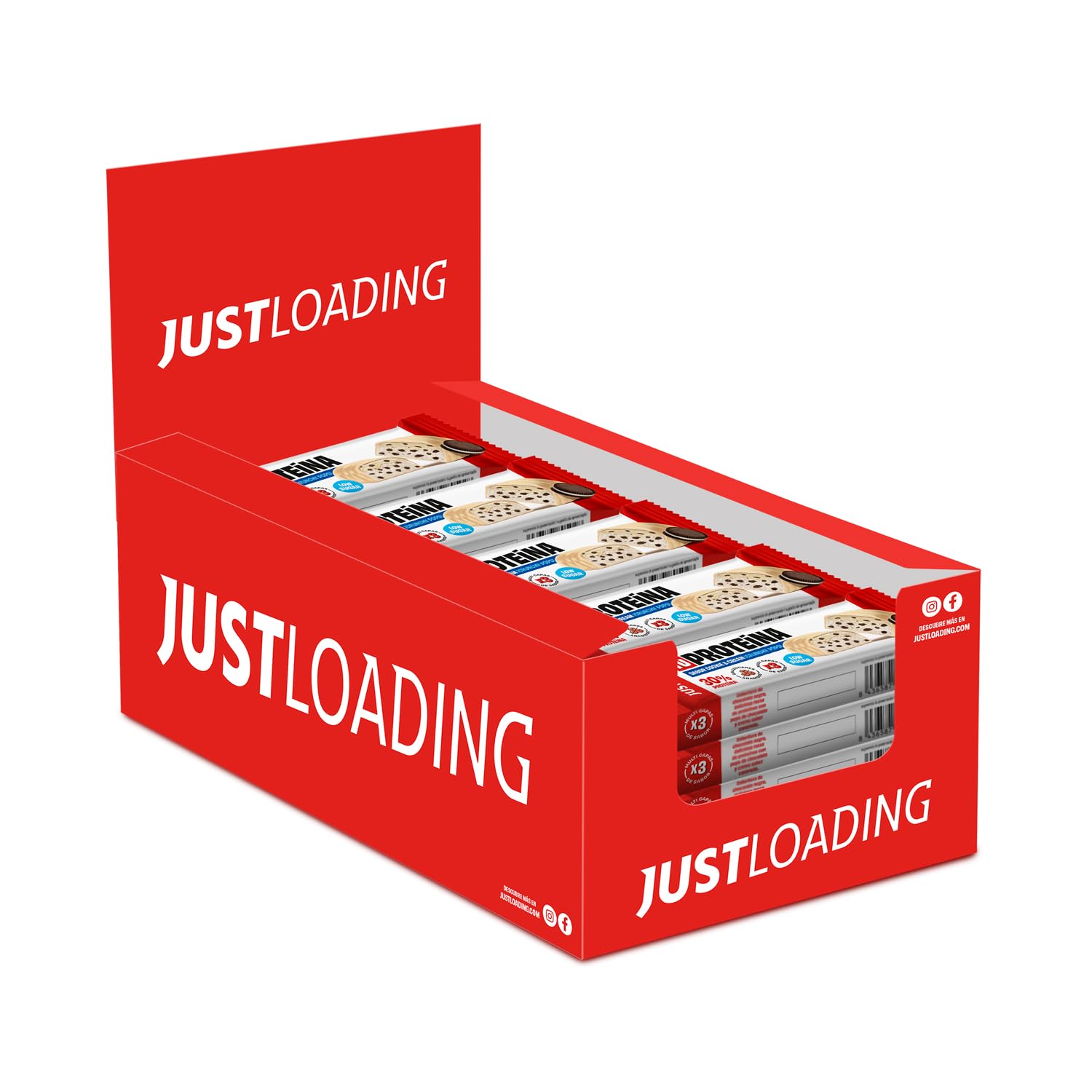 JustLoading Barrita 31% Proteica Cookies&Cream | Sin Aceite Palma | 20x50g