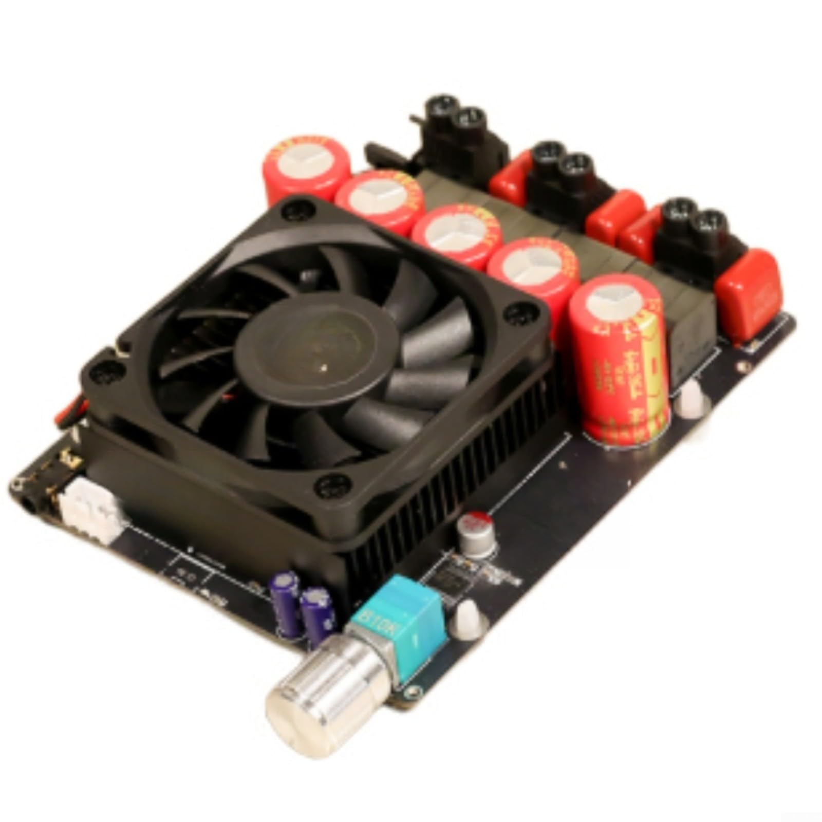 Placa de amplificador TPA3255 de doble canal de alta potencia, circuito de potencia pura de 600 W, entrada DC19-51 V, caja de metal de ganancia ajustable, protección inteligente MCU (integrado