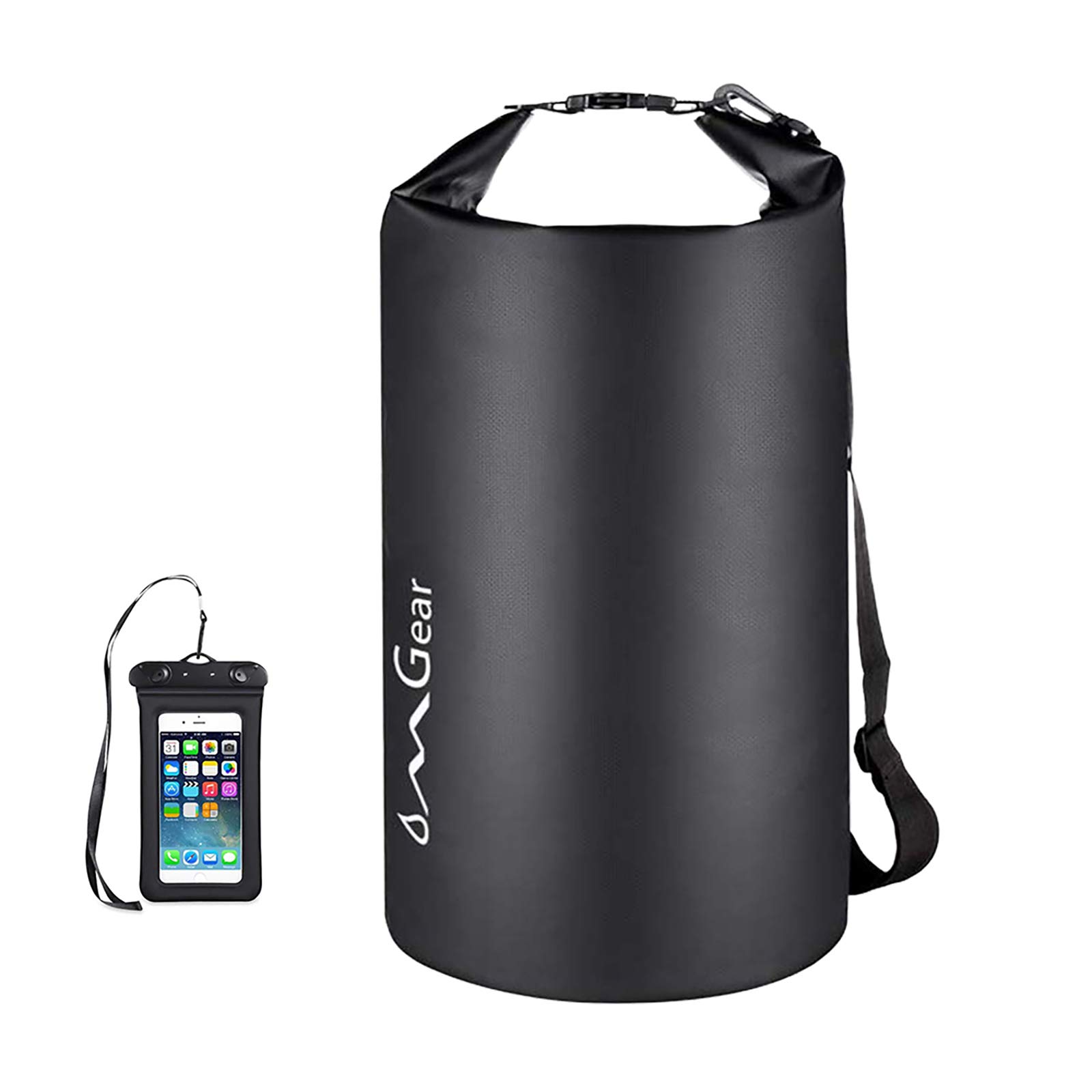 OMGearWaterproof Dry Bag Backpack Waterproof Phone Pouch 40L/30L/20L/10L/5L Floating Dry Sack for Kayaking Boating Sailing Canoeing Rafting Hiking Camping Outdoors Activities (Black, 20L)