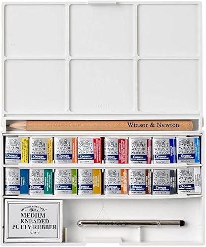 Winsor Newton - Cotman - Deluxe Sketchers Pocket Box - 18 medias pastillas de acuarela