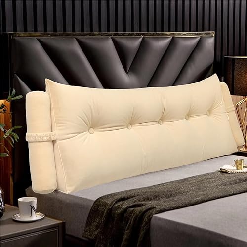 Miniatura 2 de almohada triangular de lectura, grande, para cabecera, respaldo, almohada con forma de cuña con dos almohadas desmontables cilíndricas para el cuello