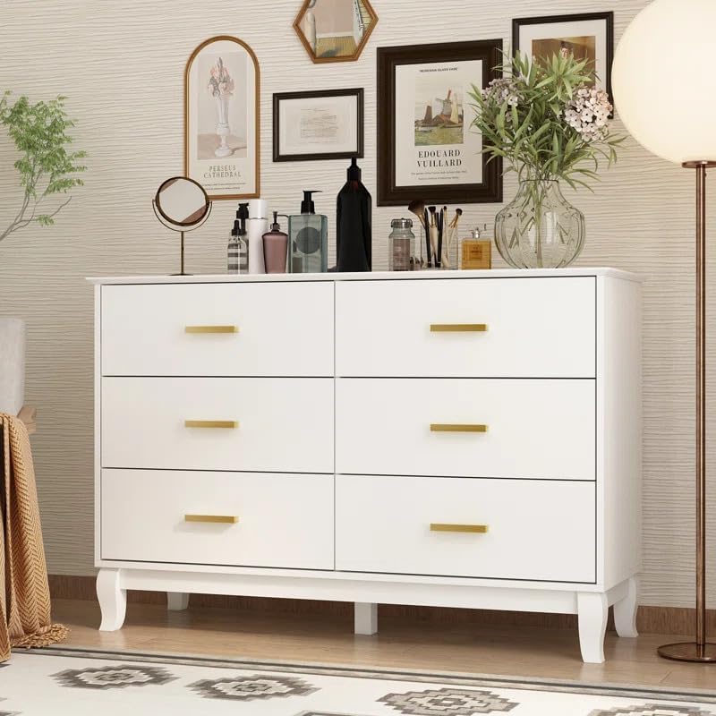 Chestify Furniture 6-Drawers Solid MDF Wood Chest of Drawers Sideboard Cabinet for Stylish Living Rooms and Bedrooms. Ideal Home Storage Solution & Decor Accent (Corey, White)-image-8