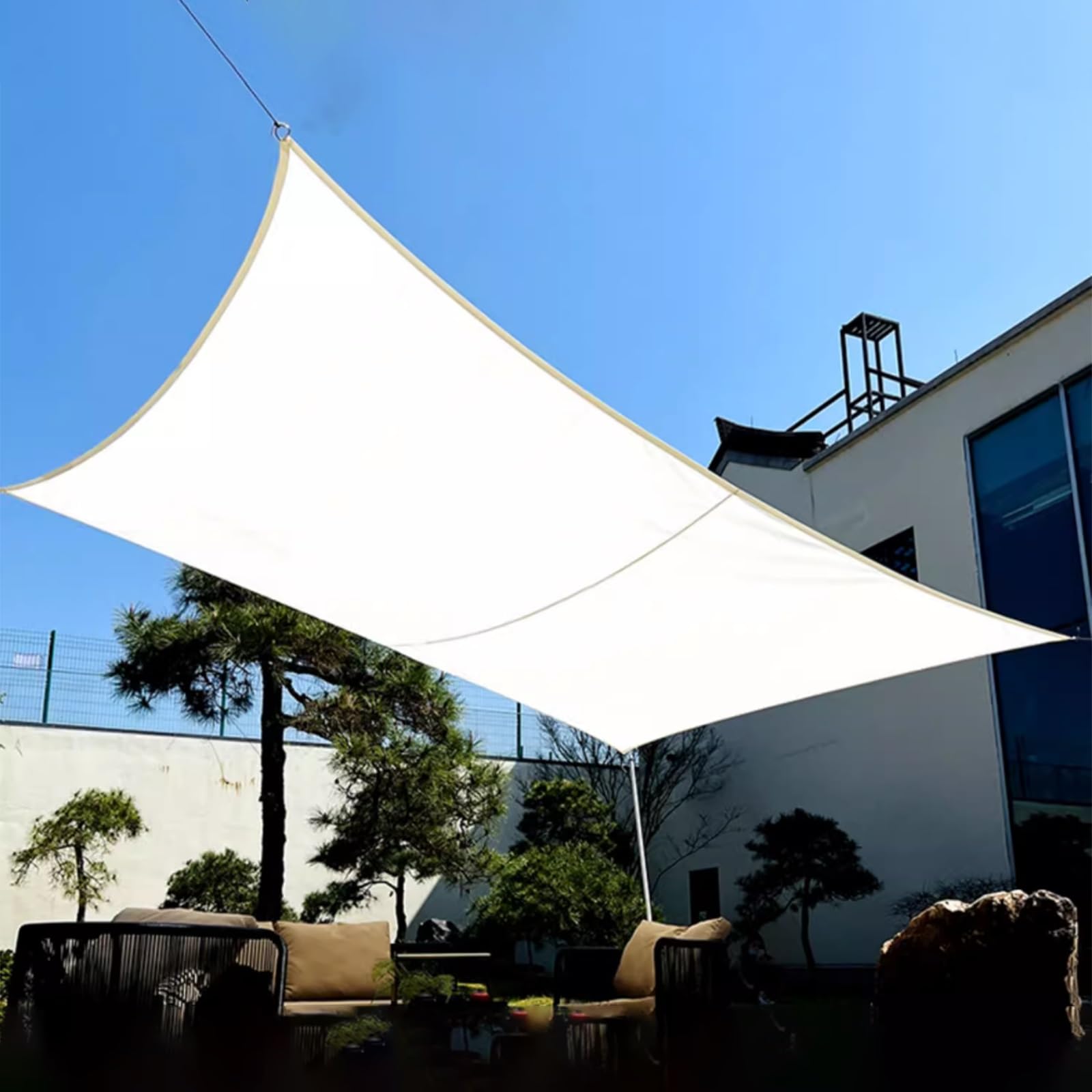 LYGBAOFUL Vela Parasole Rettangolare per Esterni, tettoia per da Sole, Tela Cerata Rinforzata, Copertura per Patio con Fibbia di Tipo D, Protezione UV, 2 x 4,5 m, Vela Parasole Impermeabile