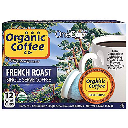 The Organic Coffee Co. Compostable Coffee Pods - French Roast (12 Ct) K Cup Compatible Including Keurig 2.0, Dark Roast #TOP4