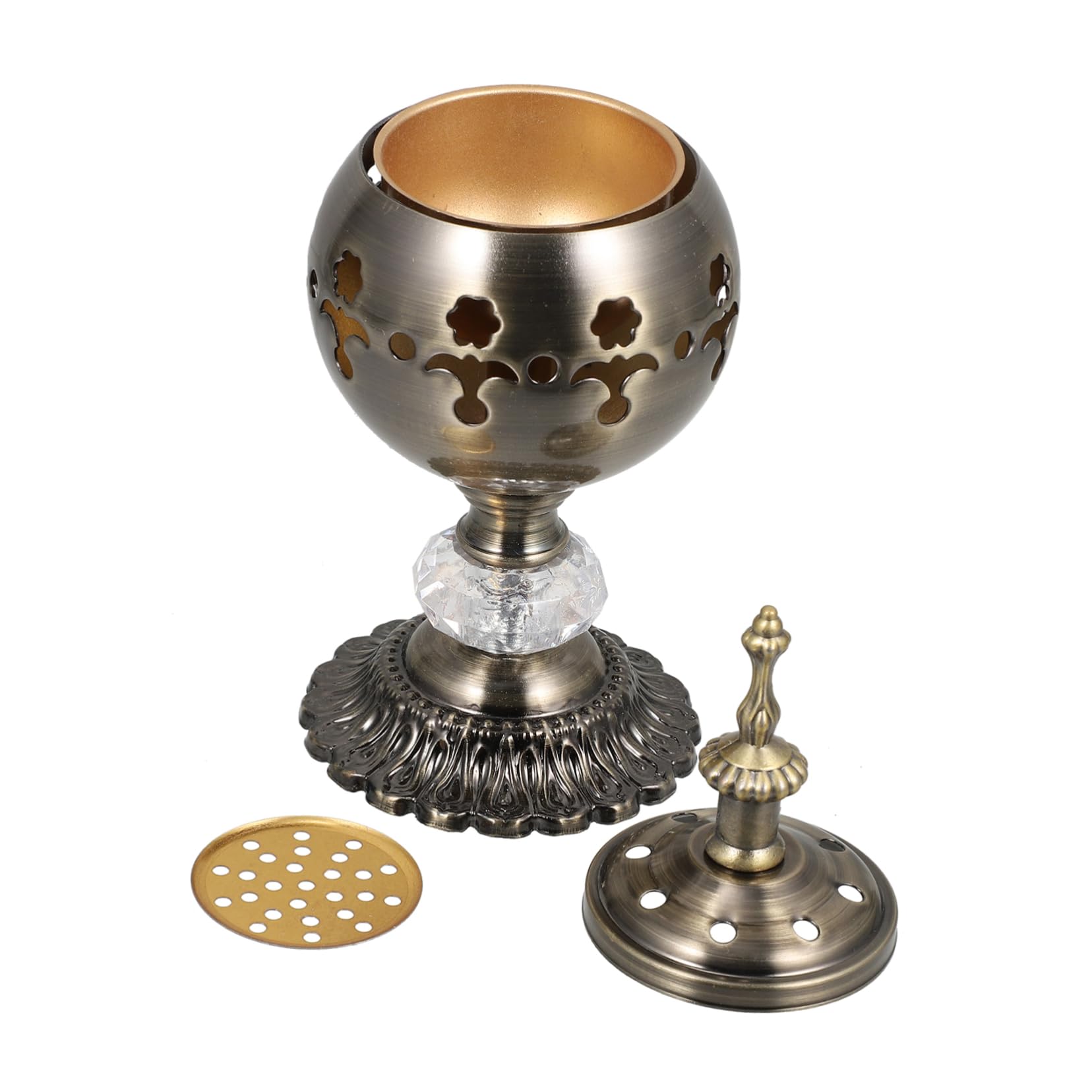 Gogogmee Iron Incense Burner Candle Stand 7.28X3.03In Aromatherapy Furnace Essential Oil Diffuser with Decorative Hollow Design for Home Study Bedroom Yoga