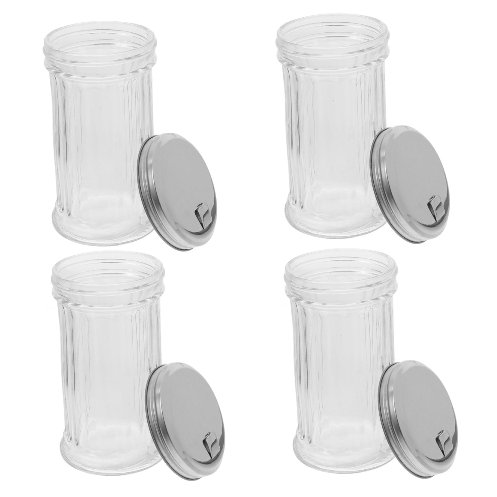 Couvercle acier et verre clair : les 4 pièces bocaux transparent pour assaisonnement chic