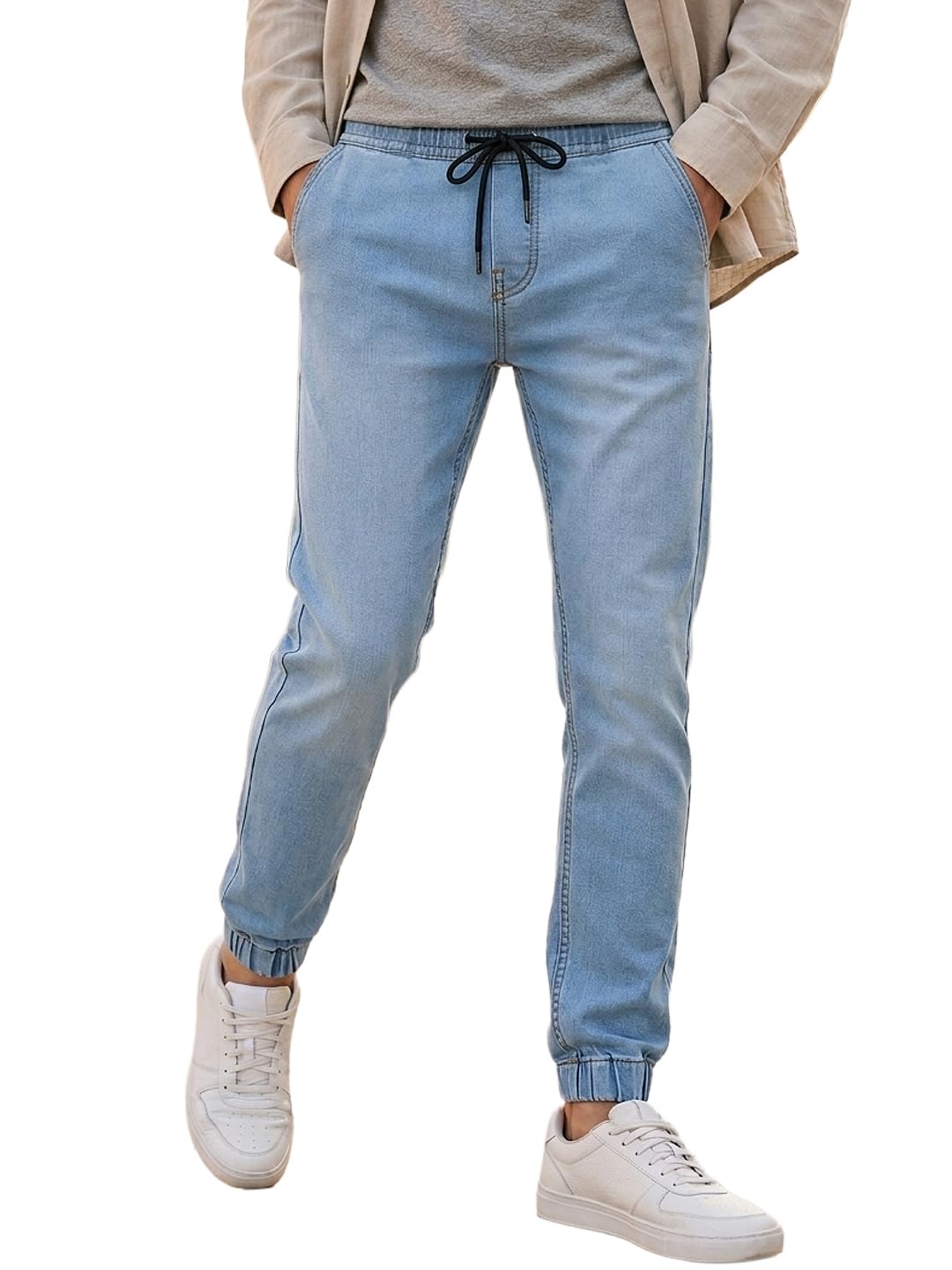 urbano fashion Men's Light Blue Slim Fit Stretch Jogger Jeans (jog-iceblue-36)-picture-39