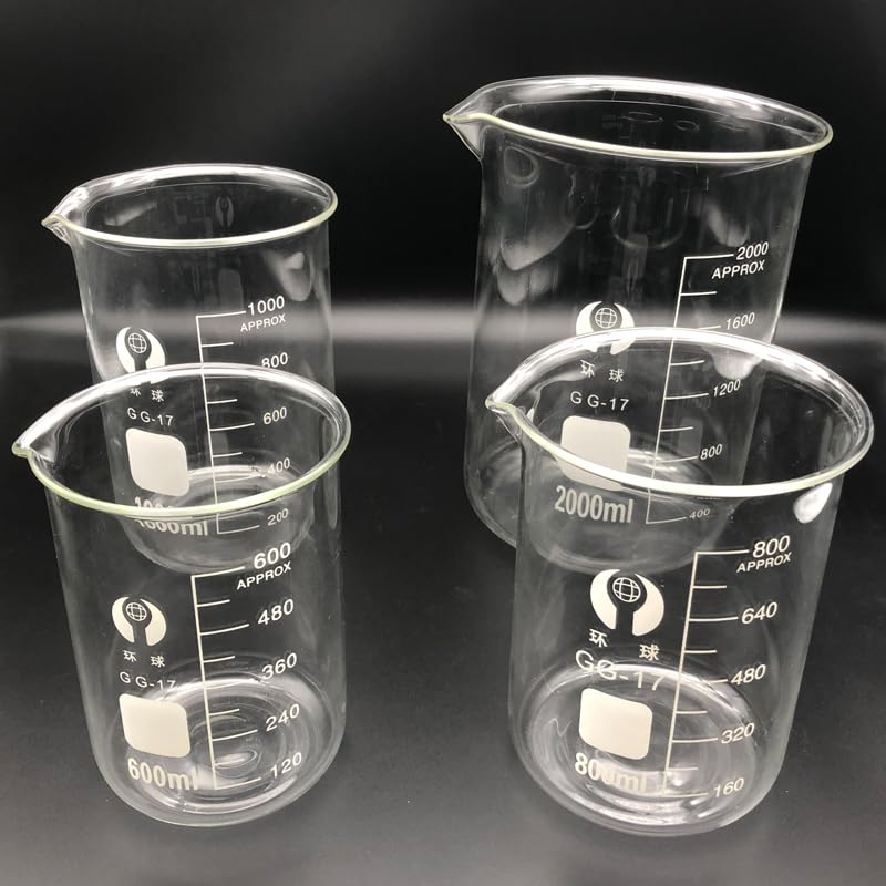 1 Juego de Vaso de Vidrio de Laboratorio borosilicato 3,3 Taza de Cocina de Vidrio de medición de Laboratorio(Set 3)