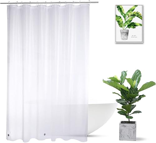 Miniatura 10 de Forro de cortina de ducha corta de 48 pulgadas de largo para bañera de entrada, cortinas de plástico blanco resistentes al agua para ventana,