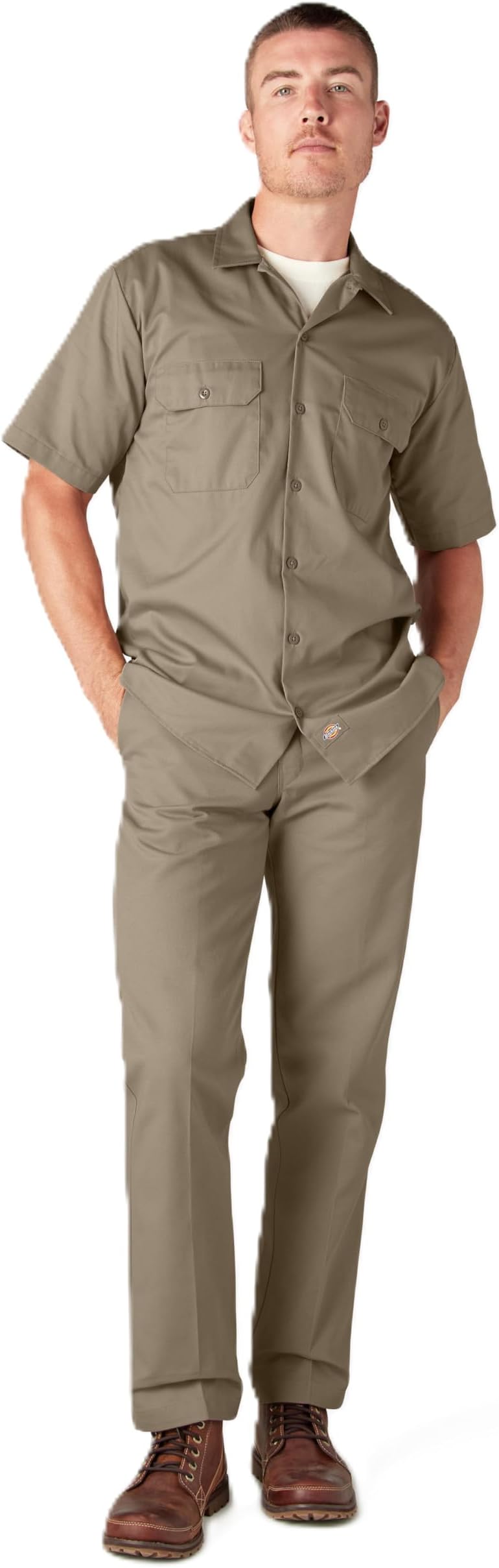 Men’s Short Sleeve Work Shirt – Durable Twill Button Down Shirts for Men, Lightweight Uniform for Daily Wear