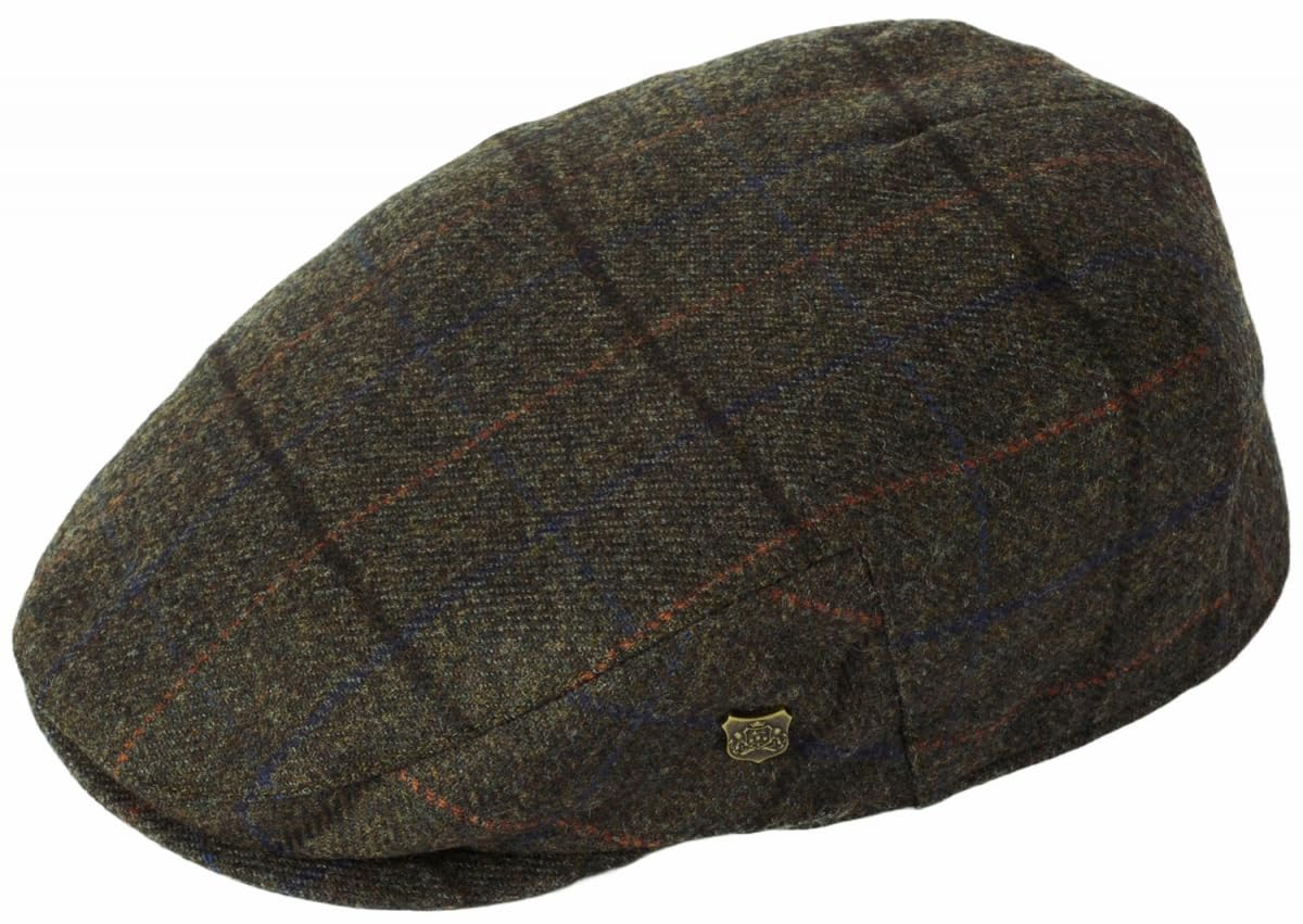 Failsworth Cambridge Wool Flat Cap in Pattern 1479 - Grey, Size: XL (61cm)
