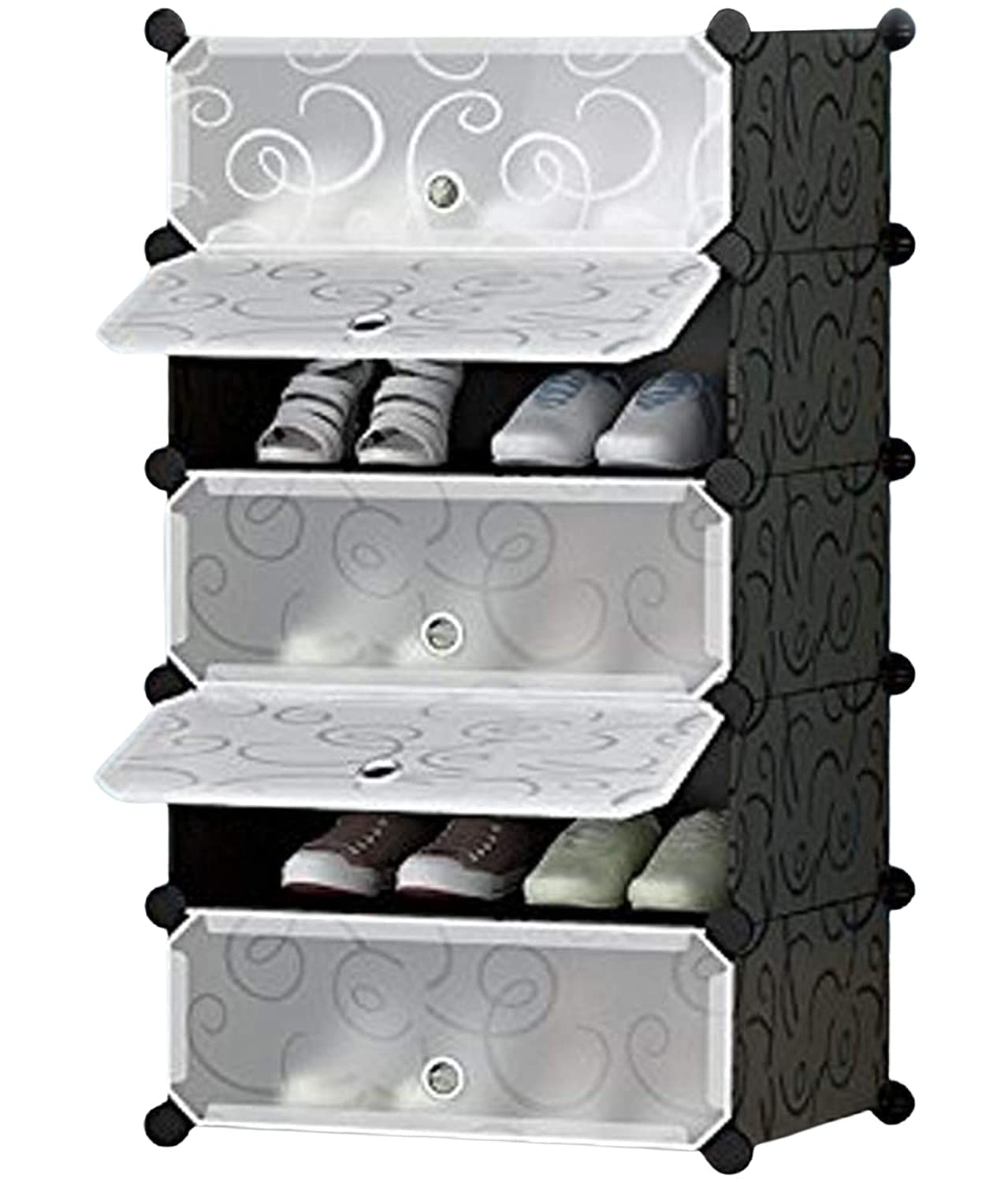 Shoe Rack with 5 Transparent Doors for Entryway,Steel Holder&Wooden Hammer Home Storage PP Plastic Organizer,Chappal Slipper Sandals Shoe Box Stand with Metal Door Frame,Dust&Moisture-Proof-image-35