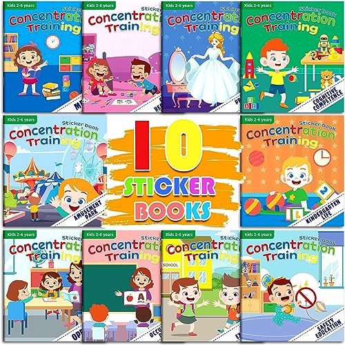 Bambebe Juegos de Libros de Pegatinas, 10 Piezas Libro Pegatinas Reutilizables de Niños 2 3 4 5 6 años, Pegatinas Infantiles, Regalos Detalles Cumpleaños Niños Colegio, Juguetes Educativos Quiet Book