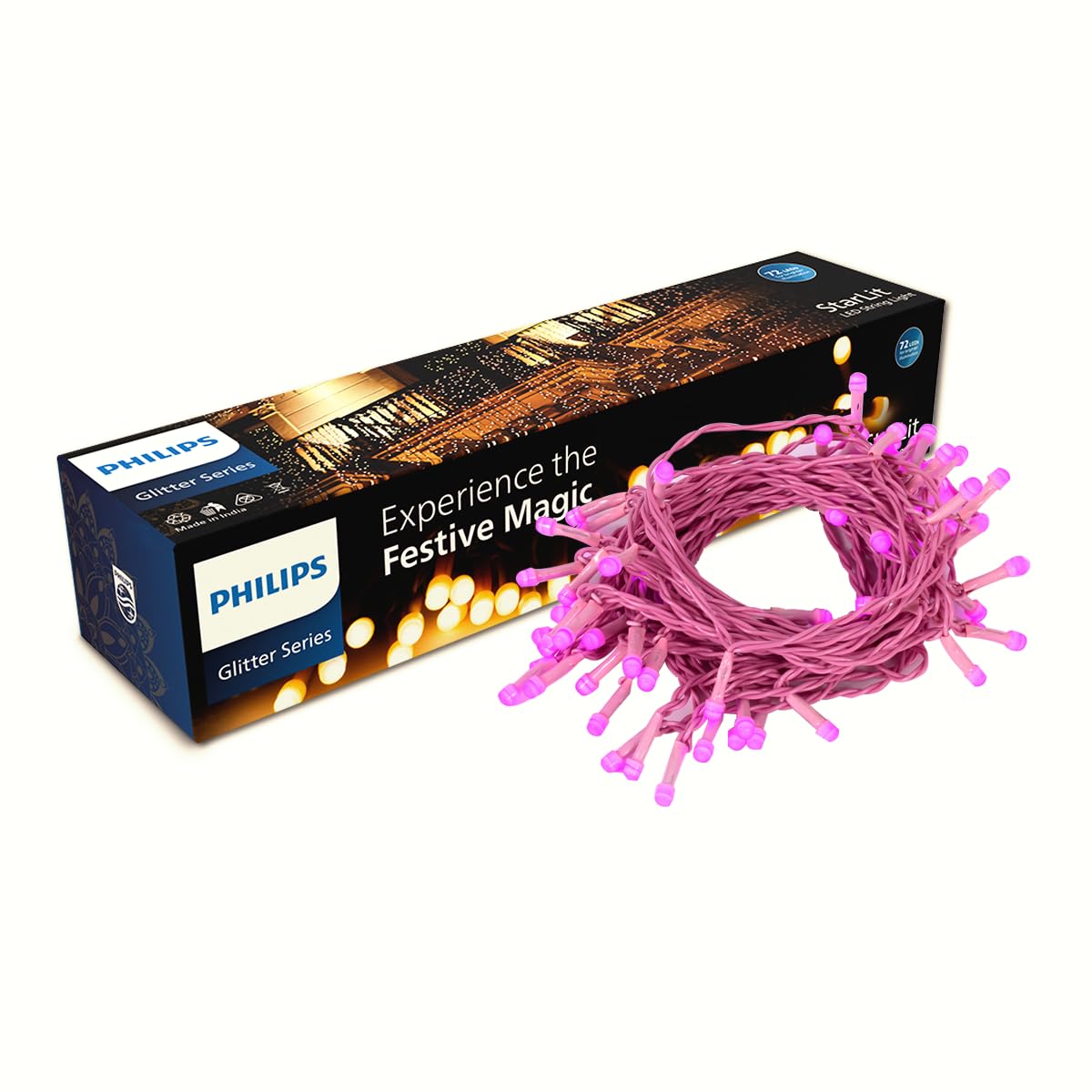 Starlit 12 Meter 72 LEDs String Light for Decoration | Festival LED String Light for Diwali, Christmas and Home Decoration| Pink, Pack of 1