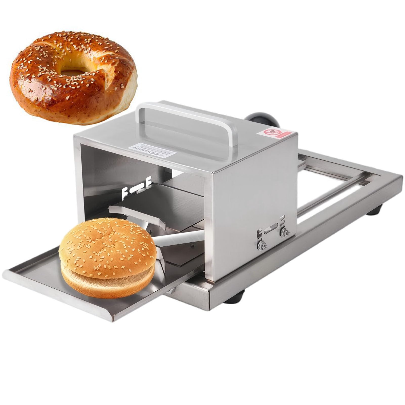 ExoticaBlend Commercial Bread Slicer Bagel Slicer, Capable of Uniform Slicing, Stainless Steel Blade Slicer, 4 Adjustable Slicing Height, And Features a Push-Pull Slicing Design
