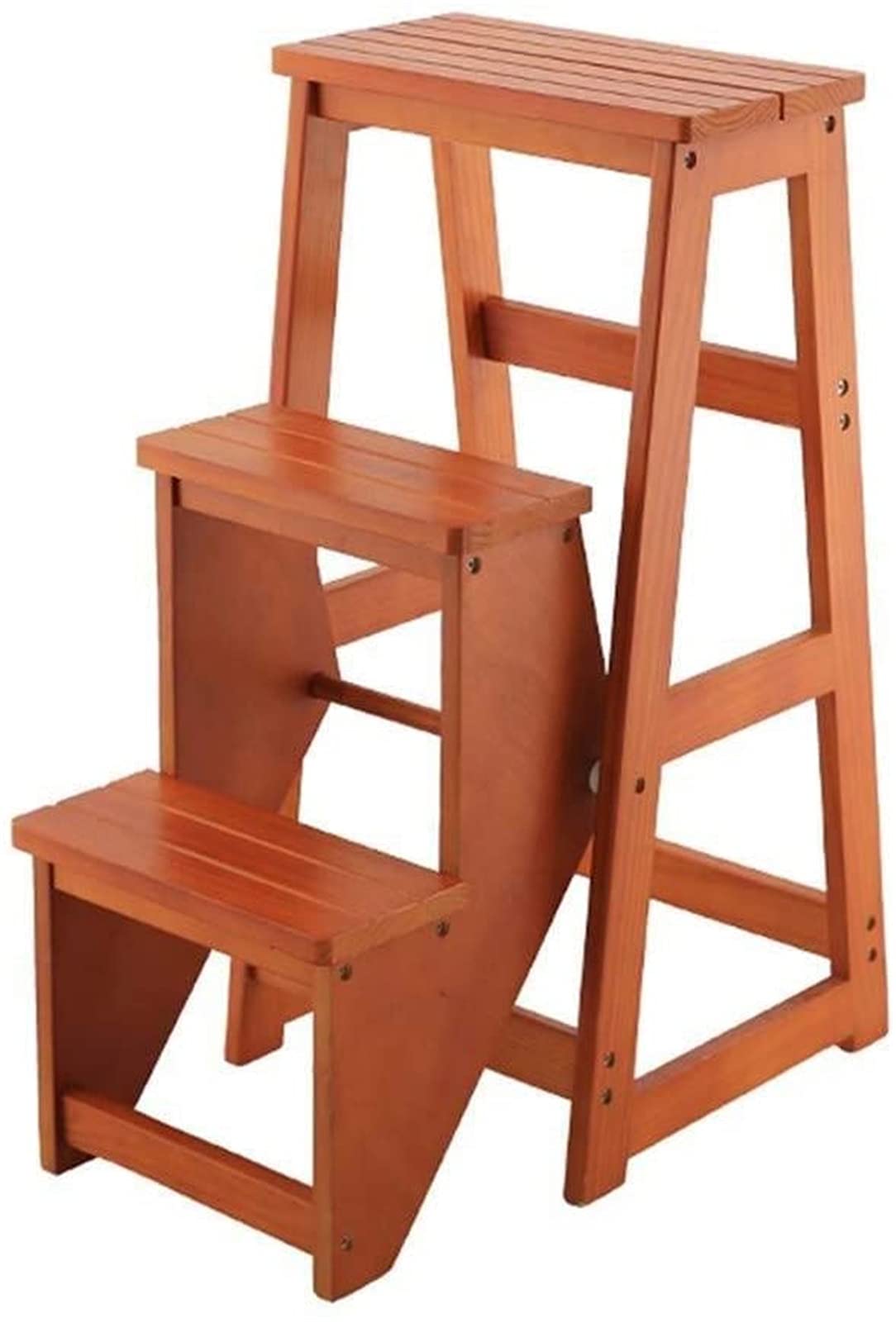Taburete de escalera portátil y banco de zapatos multifunción de madera maciza de 3 niveles