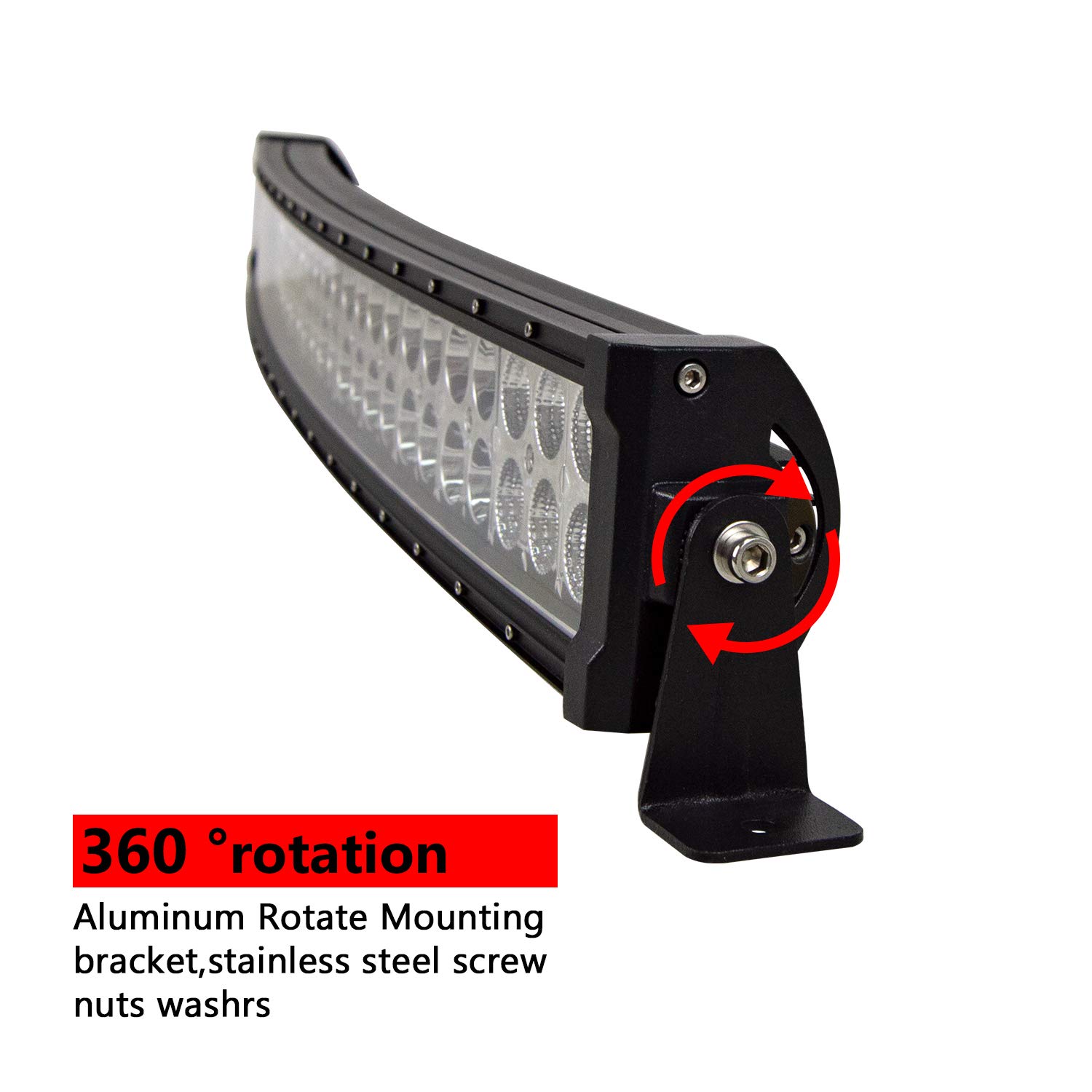 PICAA Barra Luce Led 52 pollici 300W Fuoristrada Doppia Fila Curvo Spot Flood Barra Luminosa da Lavoro a LED Led Luci di Lavoro a Led per FUORI STRADA Moto 4WD SUV ATV UTV Camion