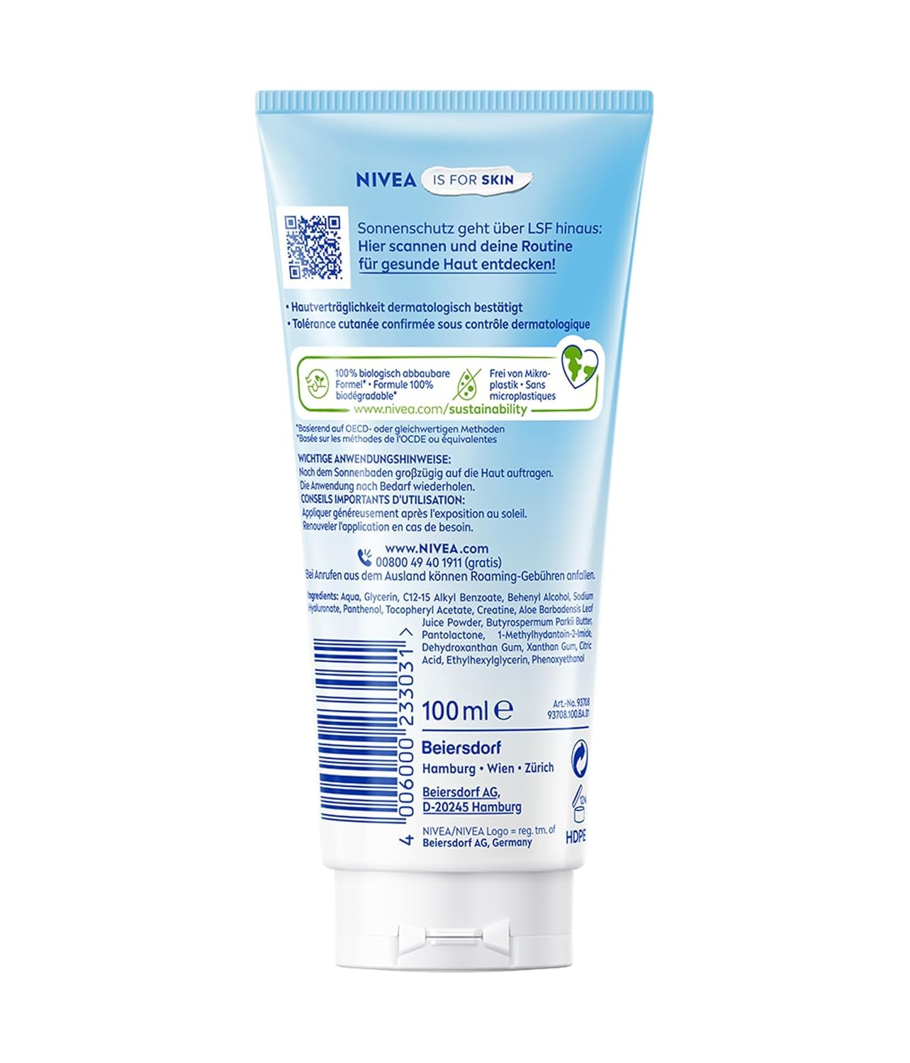 NIVEA SUN Serum nawilżające po opalaniu z bioaloesem, witaminą E i kwasem hialuronowym, balsam po opalaniu wspomagający regenerację skóry po opalaniu (100 ml)
