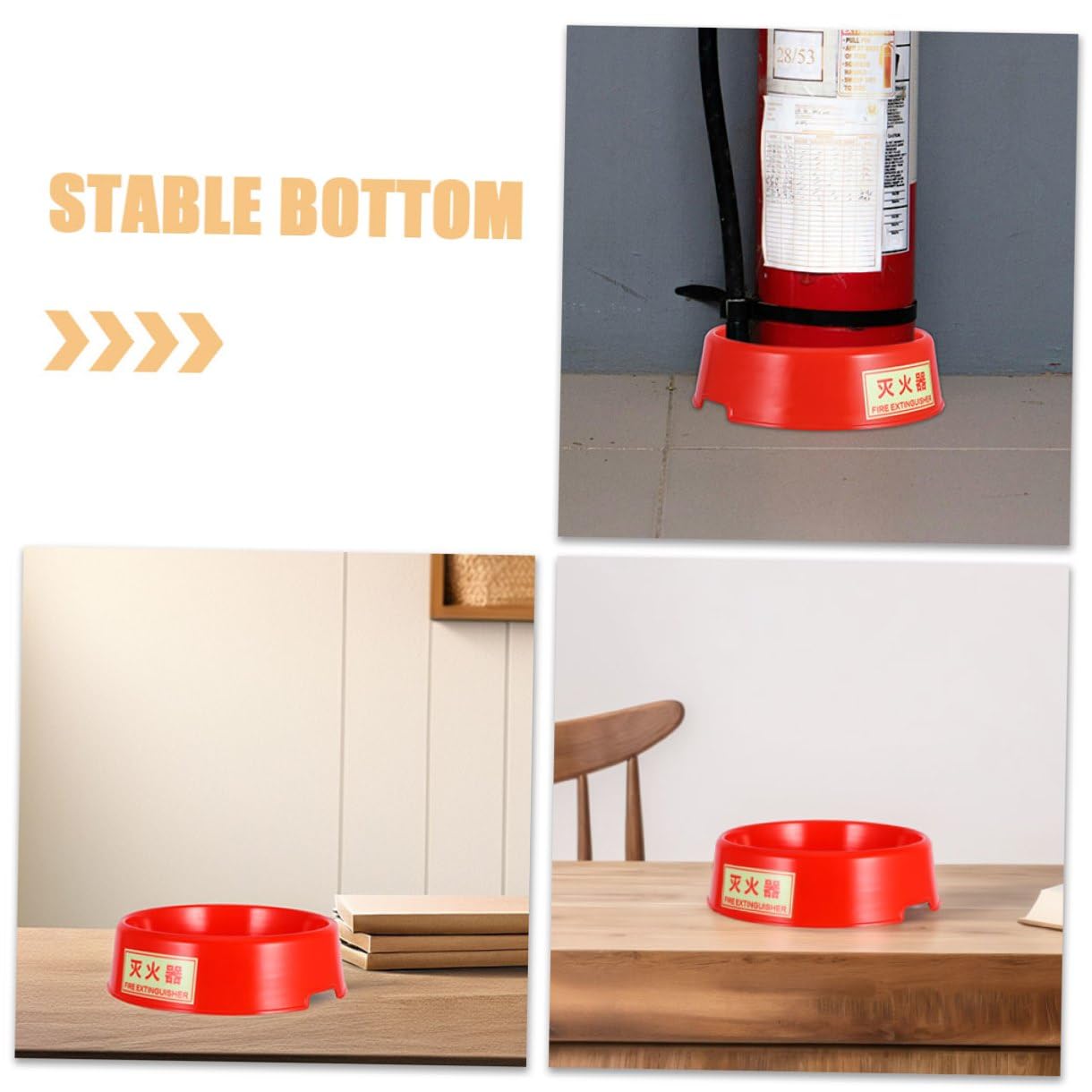 4 Piezas Soporte para Extintor de Incendios Rojo de Plástico Fluorescente, Base Compacta para Extintores de 5-8 Kg, Almacenamiento Seguro para Uso Doméstico E Industrial