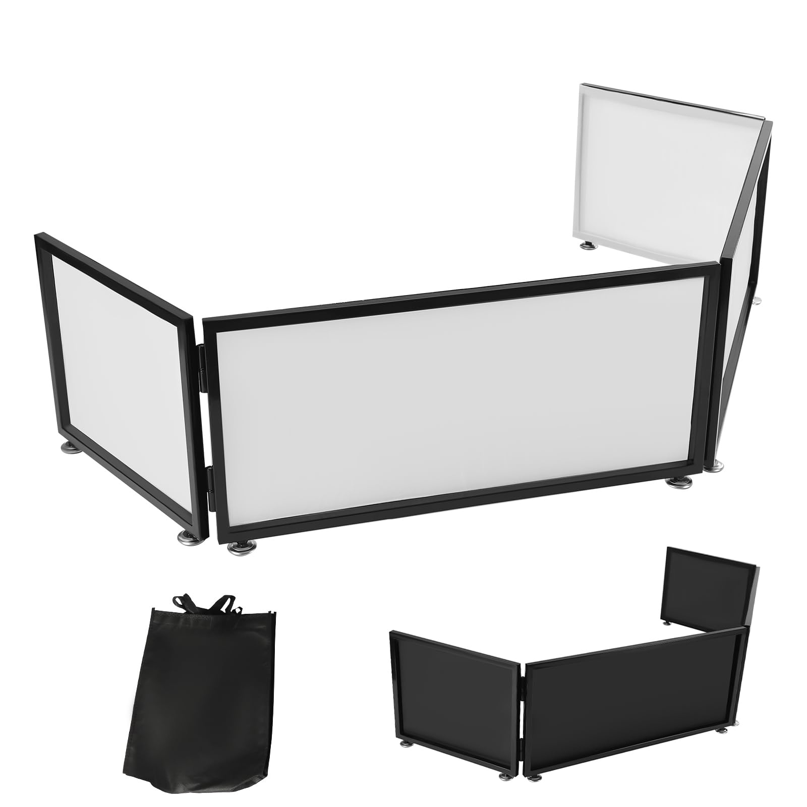 DJ Event Booth Facade, DJ Facade Table Station w/4 Scrims +Travel Bag Case, 67X20x15.7 Inches DJ Facade Table Station Foldable Cover Screen, Projector Display Scrim Panel with Folding